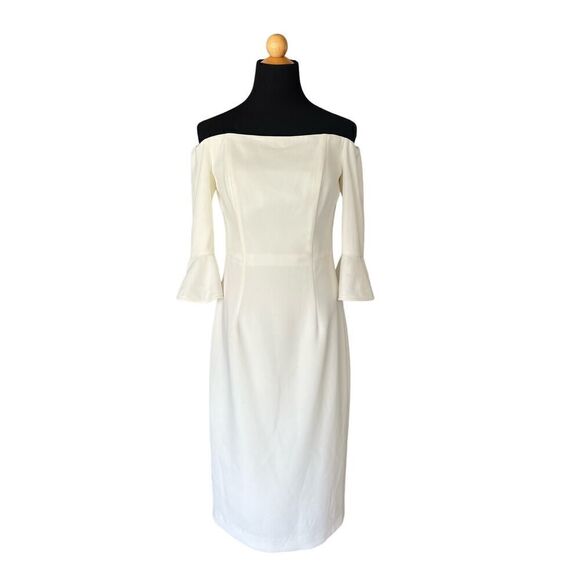 Black Halo NWT Madigan Off-the-Shoulder White Dress MSRP $345 Size 6 - Picture 4 of 8